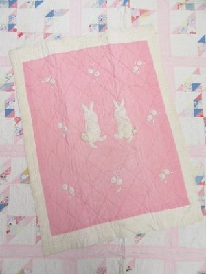 画像1: Bunny Quilt Applique Pink