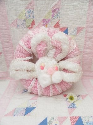 画像1: Chenill Bunny Wreath Pink