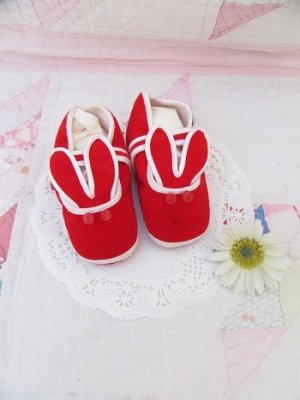 画像1: Baby Shoes Red Bunny
