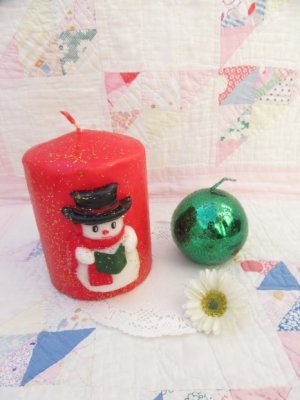 画像1: Snowman & Ornament Candle Set