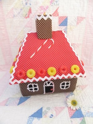 画像1: Cloth Ginger Bread House Box