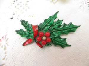 画像2: Christmas Holly Brooch