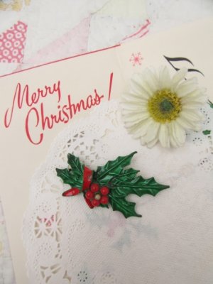 画像1: Christmas Holly Brooch