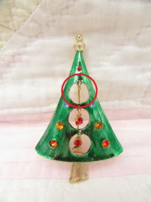 画像2: Christmas Tree Rhinestone Brooch