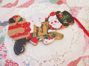 画像4: Wood Snowman Plate Ornament