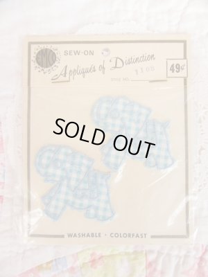 画像2: Elephant Gingham Blue Applique