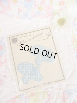 画像1: Elephant Gingham Blue Applique