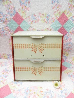 画像1: Gingham Bow Bread Box 2Door