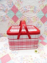 Metal Picnic Basket Check Red×White