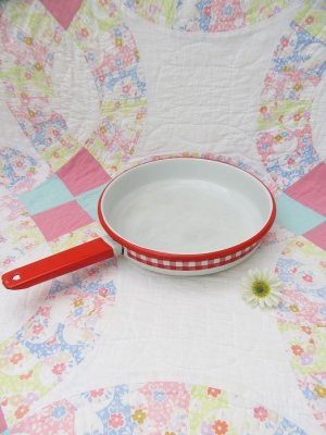 画像1: Enamel ware Gingham Frying pan A