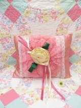 White Rose Satin Pillow Pink