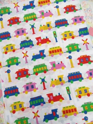 画像1: Colorful Train Flat Sheet