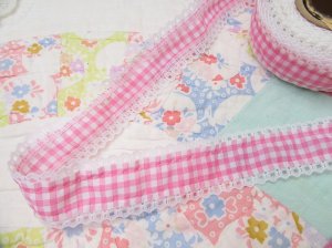 画像4: Pink Gingham Lace Trim