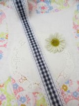 Navy Gingham Lace Trim