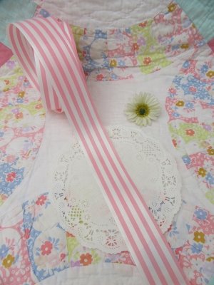 画像1: Vinyl Ribbon Stripe Pink×White