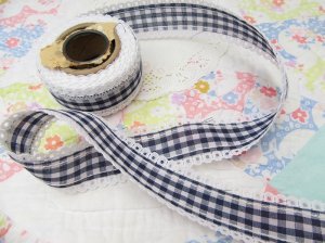 画像4: Navy Gingham Lace Trim