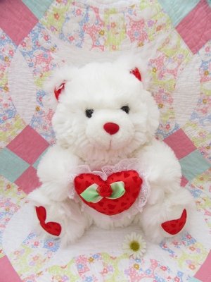 画像1: Jumbo Valentine White Bear 