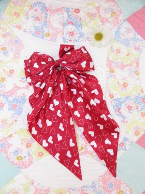 画像1: Heart Bow Hair Clip Red