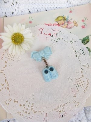 画像1: Baby Bootie&Bow Blue