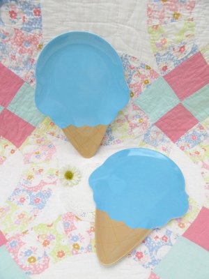 画像1: Melamine Ice Cream Plate Blue