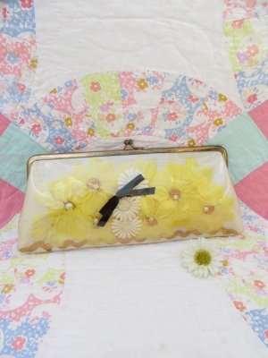 画像1: Yellow Flower Clutch Purse