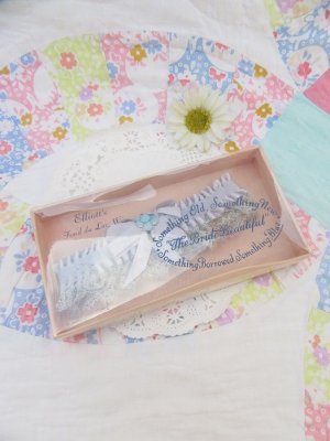 画像1: Wedding Garter Blue Flower