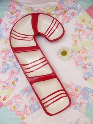 画像1: Candy cane Compartment Dish  