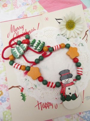 画像1: Snowman Wooden Necklace