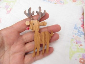 画像5: Wooden Reindeer Brooch