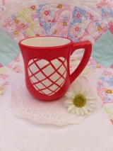 Heart Checked Mug Red