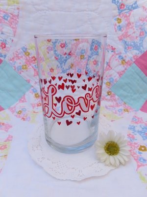 画像1: Glass Flower Vase Heart&Love M