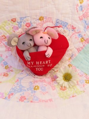 画像1: Twin Mouse Heart Ornament