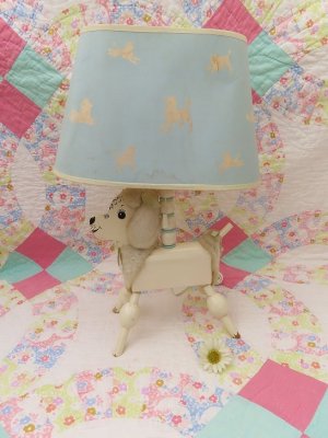 画像1: Wooden Poodle Lamp