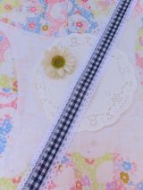Navy Gingham Lace Trim