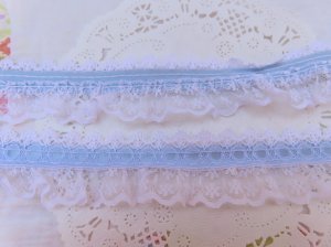 画像3: Frill Lace & Blue Ribbon Trim