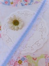 Frill Lace & Blue Ribbon Trim