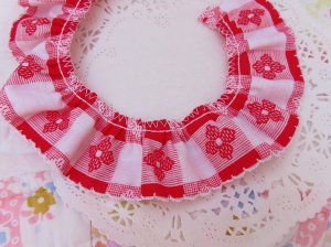 画像4: Cotton Frill Trim Gingham Red
