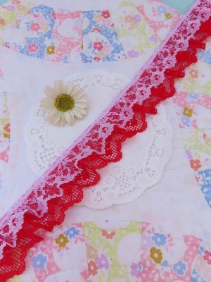 画像1: W Lace Red×White