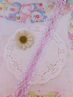 画像1: Flat Lace & Ribbon Pink M