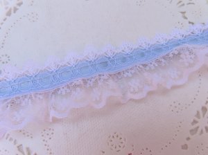 画像4: Frill Lace & Blue Ribbon Trim