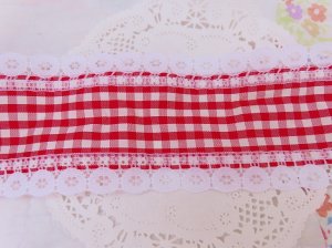 画像2: Gingham Red Thick Ribbon