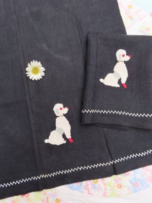 画像1: Poodle Kitchen Towel Black
