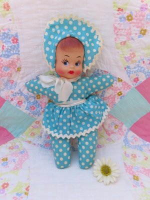 画像1: Baby Girl Doll Blue Dot