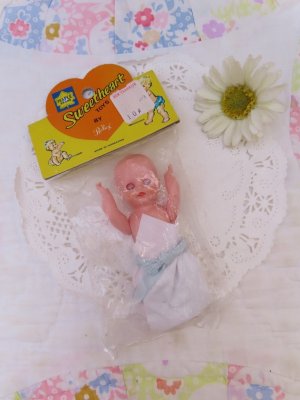 画像1: Mini Plastic Baby Doll Blue