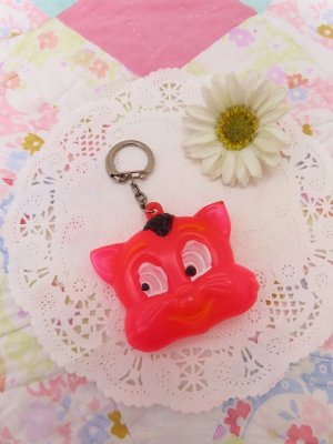 画像1: Pink Cat Coin Purse Keychain