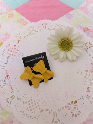 画像1: Yellow Bow Earring