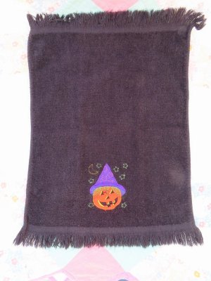 画像2: Jack-o-Lantern Applique Towel Black