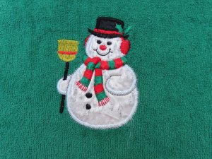 画像3: Snowman Applique Towel Green
