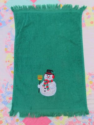 画像2: Snowman Applique Towel Green