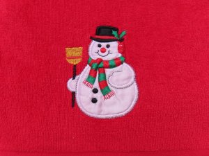 画像3: Snowman Applique Towel Red